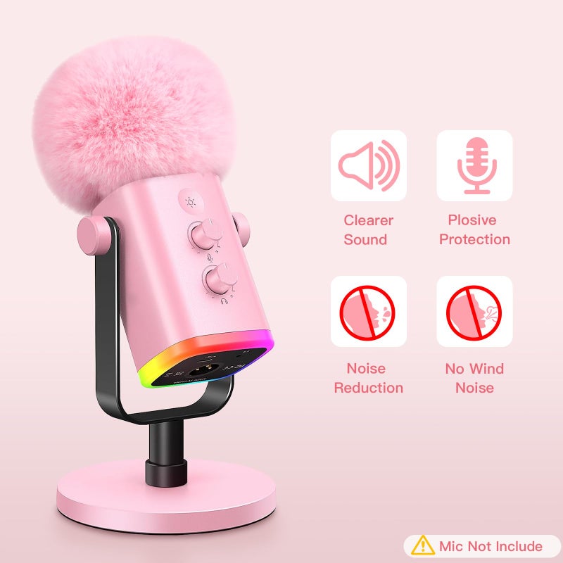 فلتر ZealSound Blue Yeti Pop لغطاء إسفنجي لميكروفون ميكروفون أزرق Yeti مع غطاء أمامي فروي للزجاج الأمامي لـ ZealSound K66/Yeti/Yeti X/Nano/Yeti Pro/AM8/SoloCast والمزيد من ميكروفونات USB (وردي) - Image 3
